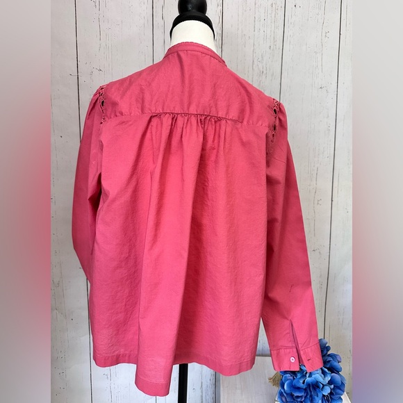 GAP Pintuck Mockneck Lace-Trim Women’s Blouse Size LG - Picture 3 of 8